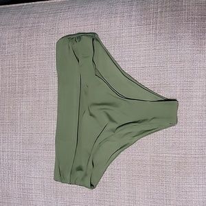 Olive green shein side rusched bikini bottom